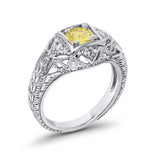 Antique Style Wedding Ring Round Simulated Cubic Zirconia 925 Sterling Silver