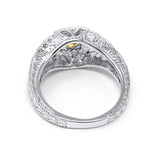 Antique Style Wedding Ring Round Simulated Cubic Zirconia 925 Sterling Silver