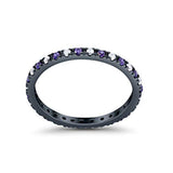 Eternity Wedding Art Deco Round Ring Simulated Cubic Zirconia 925 Sterling Silver