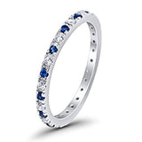 Eternity Wedding Art Deco Round Ring Simulated Cubic Zirconia 925 Sterling Silver