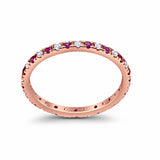Eternity Wedding Art Deco Round Ring Simulated Cubic Zirconia 925 Sterling Silver