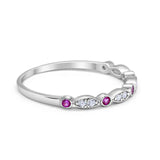 Half Eternity Wedding Ring Art Deco Simulated Cubic Zirconia 925 Sterling Silver
