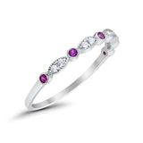 Half Eternity Wedding Ring Art Deco Simulated Cubic Zirconia 925 Sterling Silver