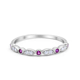 Half Eternity Wedding Ring Art Deco Simulated Cubic Zirconia 925 Sterling Silver