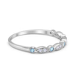 Half Eternity Wedding Ring Art Deco Simulated Cubic Zirconia 925 Sterling Silver