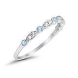 Half Eternity Wedding Ring Art Deco Simulated Cubic Zirconia 925 Sterling Silver