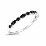 Half Eternity Wedding Ring Art Deco Simulated Cubic Zirconia 925 Sterling Silver