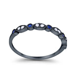 Half Eternity Wedding Ring Art Deco Simulated Cubic Zirconia 925 Sterling Silver