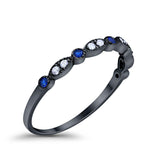 Half Eternity Wedding Ring Art Deco Simulated Cubic Zirconia 925 Sterling Silver