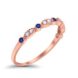 Half Eternity Wedding Ring Art Deco Simulated Cubic Zirconia 925 Sterling Silver