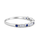 Half Eternity Wedding Ring Art Deco Simulated Cubic Zirconia 925 Sterling Silver