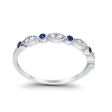 Half Eternity Wedding Ring Art Deco Simulated Cubic Zirconia 925 Sterling Silver