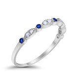 Half Eternity Wedding Ring Art Deco Simulated Cubic Zirconia 925 Sterling Silver