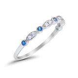 Half Eternity Wedding Ring Art Deco Simulated Cubic Zirconia 925 Sterling Silver