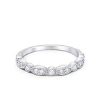 Half Eternity Wedding Ring Art Deco Simulated Cubic Zirconia 925 Sterling Silver