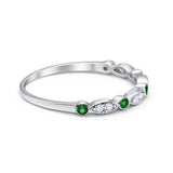 Half Eternity Wedding Ring Art Deco Simulated Cubic Zirconia 925 Sterling Silver