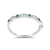 Half Eternity Wedding Ring Art Deco Simulated Cubic Zirconia 925 Sterling Silver
