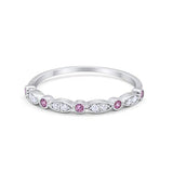 Half Eternity Wedding Ring Art Deco Simulated Cubic Zirconia 925 Sterling Silver