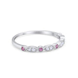Half Eternity Wedding Ring Art Deco Simulated Cubic Zirconia 925 Sterling Silver
