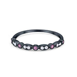 Half Eternity Wedding Ring Art Deco Simulated Cubic Zirconia 925 Sterling Silver
