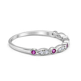 Half Eternity Wedding Ring Art Deco Simulated Cubic Zirconia 925 Sterling Silver