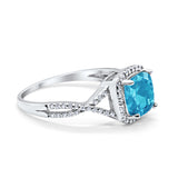 Halo Infinity Shank Engagement Ring Cushion Simulated Cubic Zirconia 925 Sterling Silver