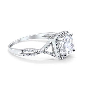 Halo Infinity Shank Engagement Ring Cushion Simulated Cubic Zirconia 925 Sterling Silver