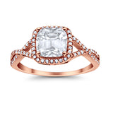 Halo Infinity Shank Engagement Ring Cushion Simulated Cubic Zirconia 925 Sterling Silver
