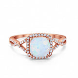 Halo Infinity Shank Engagement Ring Cushion Simulated Cubic Zirconia 925 Sterling Silver