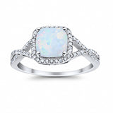 Halo Infinity Shank Engagement Ring Cushion Simulated Cubic Zirconia 925 Sterling Silver