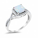 Halo Infinity Shank Engagement Ring Cushion Simulated Cubic Zirconia 925 Sterling Silver