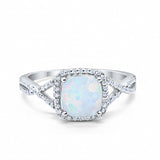 Halo Infinity Shank Engagement Ring Cushion Simulated Cubic Zirconia 925 Sterling Silver