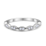 2mm Art Deco Half Eternity Wedding Band for Ring Round 925 Sterling Silver Choose Color