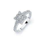 Art Deco Engagement Ring Round Simulated Cubic Zirconia 925 Sterling Silver