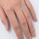 Art Deco Engagement Ring Round Simulated Cubic Zirconia 925 Sterling Silver