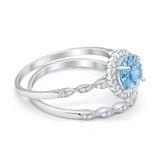 Two Piece Art Deco Halo Engagement Ring Round Simulated CZ 925 Sterling Silver