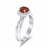 Two Piece Art Deco Halo Engagement Ring Round Simulated CZ 925 Sterling Silver