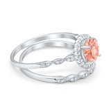 Two Piece Art Deco Halo Engagement Ring Round Simulated CZ 925 Sterling Silver
