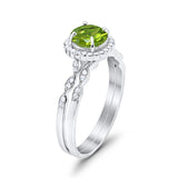Two Piece Art Deco Halo Engagement Ring Round Simulated CZ 925 Sterling Silver