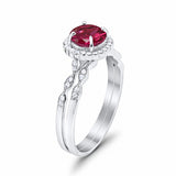 Two Piece Art Deco Halo Engagement Ring Round Simulated CZ 925 Sterling Silver