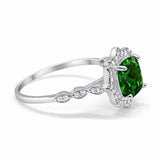 Halo Engagement Ring Cushion Simulated Cubic Zirconia 925 Sterling Silver
