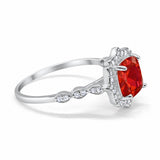 Halo Engagement Ring Cushion Simulated Cubic Zirconia 925 Sterling Silver