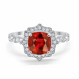 Halo Engagement Ring Cushion Simulated Cubic Zirconia 925 Sterling Silver