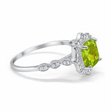 Halo Engagement Ring Cushion Simulated Cubic Zirconia 925 Sterling Silver