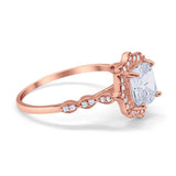 Halo Engagement Ring Cushion Simulated Cubic Zirconia 925 Sterling Silver