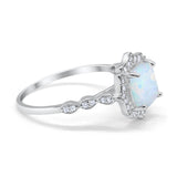 Halo Engagement Ring Cushion Simulated Cubic Zirconia 925 Sterling Silver