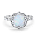 Halo Engagement Ring Cushion Simulated Cubic Zirconia 925 Sterling Silver
