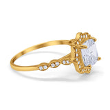 Halo Engagement Ring Cushion Simulated Cubic Zirconia 925 Sterling Silver