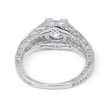 Vintage Design Solitaire Wedding Ring Round Simulated Cubic Zirconia 925 Sterling Silver