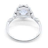 Art Deco Antique Style Wedding Ring Oval Simulated Cubic Zirconia 925 Sterling Silver
